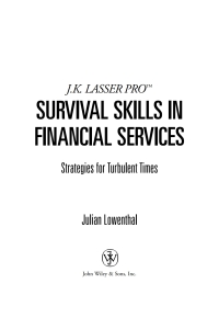 Cover image: J.K. Lasser Pro Survival Skills in Financial Services 1st edition 9780471218807