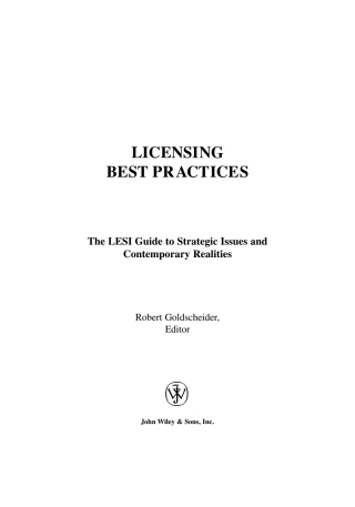 Cover image: Licensing Best Practices 1st edition 9780471219521