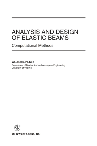 Imagen de portada: Analysis and Design of Elastic Beams 1st edition 9780471381525