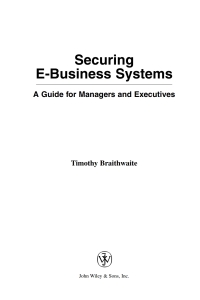 Cover image: Securing E-Business Systems 1st edition 9781119090939