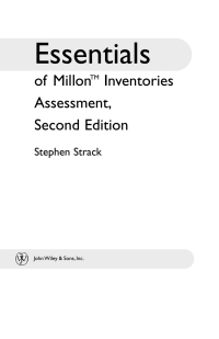 Imagen de portada: Essentials of Millon Inventories Assessment 2nd edition 9780471218913