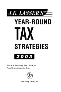 Cover image: J.K. Lasser's Year-Round Tax Strategies 2003 1st edition 9780471249733
