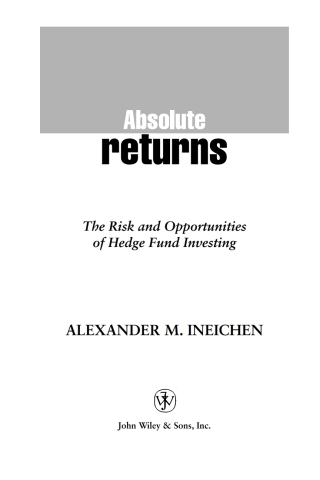 Cover image: Absolute Returns 1st edition 9780471251200