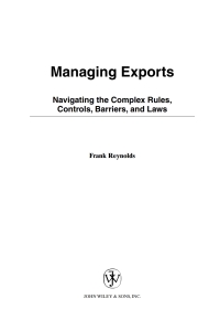 Cover image: Managing Exports 1st edition 9780471221739