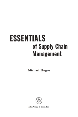 Imagen de portada: Essentials of Supply Chain Management 1st edition 9780471235170
