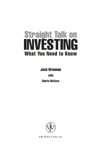 Cover image: Straight Talk on Investing 1st edition 9780471475460