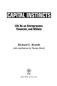 Cover image: Capital Instincts: Life As an Entrepreneur, Financier, and Athlete 1st edition 9780471660590