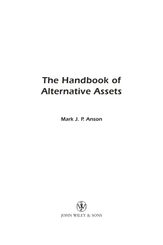Cover image: Handbook of Alternate Assets 1st edition 9780471218265