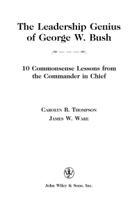 Cover image: The Leadership Genius of George W. Bush: 10 Commonsense Lessons from the Commander in Chief 1st edition 9780471420064