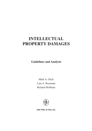 Cover image: Intellectual Property Damages: Guidelines and Analysis 1st edition 9780471237198