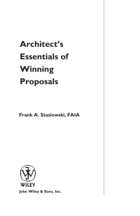 صورة الغلاف: Architect's Essentials of Winning Proposals 1st edition 9780471272410