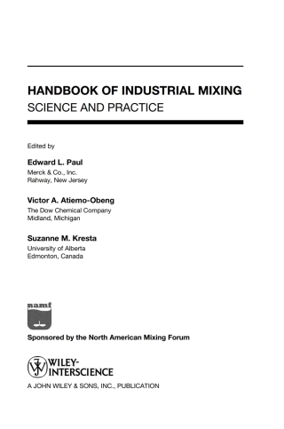 Cover image: Handbook of Industrial Mixing: Science and Practice 1st edition 9780471269199