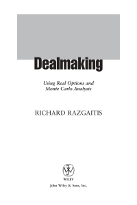 Imagen de portada: Dealmaking 1st edition 9780471250487