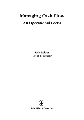 Immagine di copertina: Managing Cash Flow: An Operational Focus 1st edition 9780471228097
