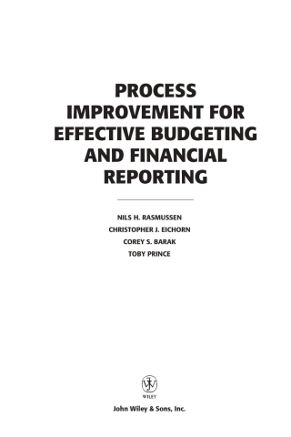 Imagen de portada: Process Improvement for Effective Budgeting and Financial Reporting 1st edition 9780471281146