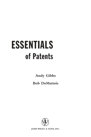 Imagen de portada: Essentials of Patents 1st edition 9780471250500