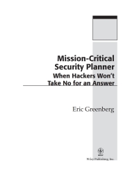 Imagen de portada: Mission-Critical Security Planner 1st edition 9780471211655