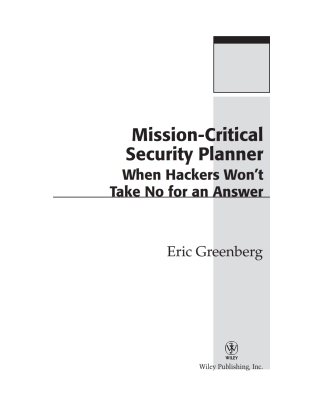 Cover image: Mission-Critical Security Planner 1st edition 9780471211655