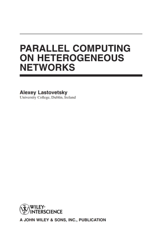Cover image: Parallel Computing on Heterogeneous Networks 1st edition 9780471229827