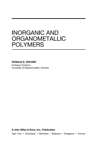 Cover image: Inorganic and Organometallic Polymers 1st edition 9780471241874
