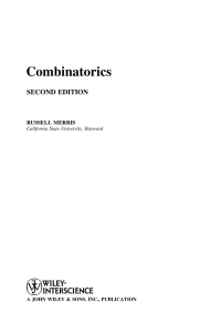 Cover image: Combinatorics 2nd edition 9780471262961