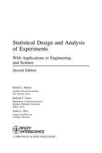 Cover image: Statistical Design and Analysis of Experiments: With Applications to Engineering and Science 2nd edition 9780471372165