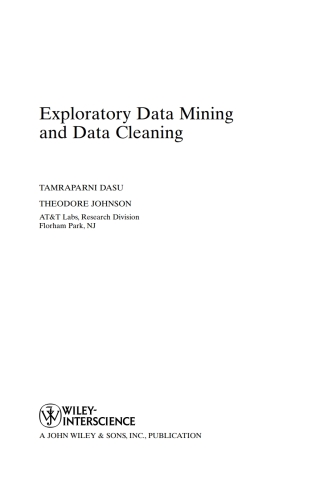 Cover image: Exploratory Data Mining and Data Cleaning 1st edition 9780471268512