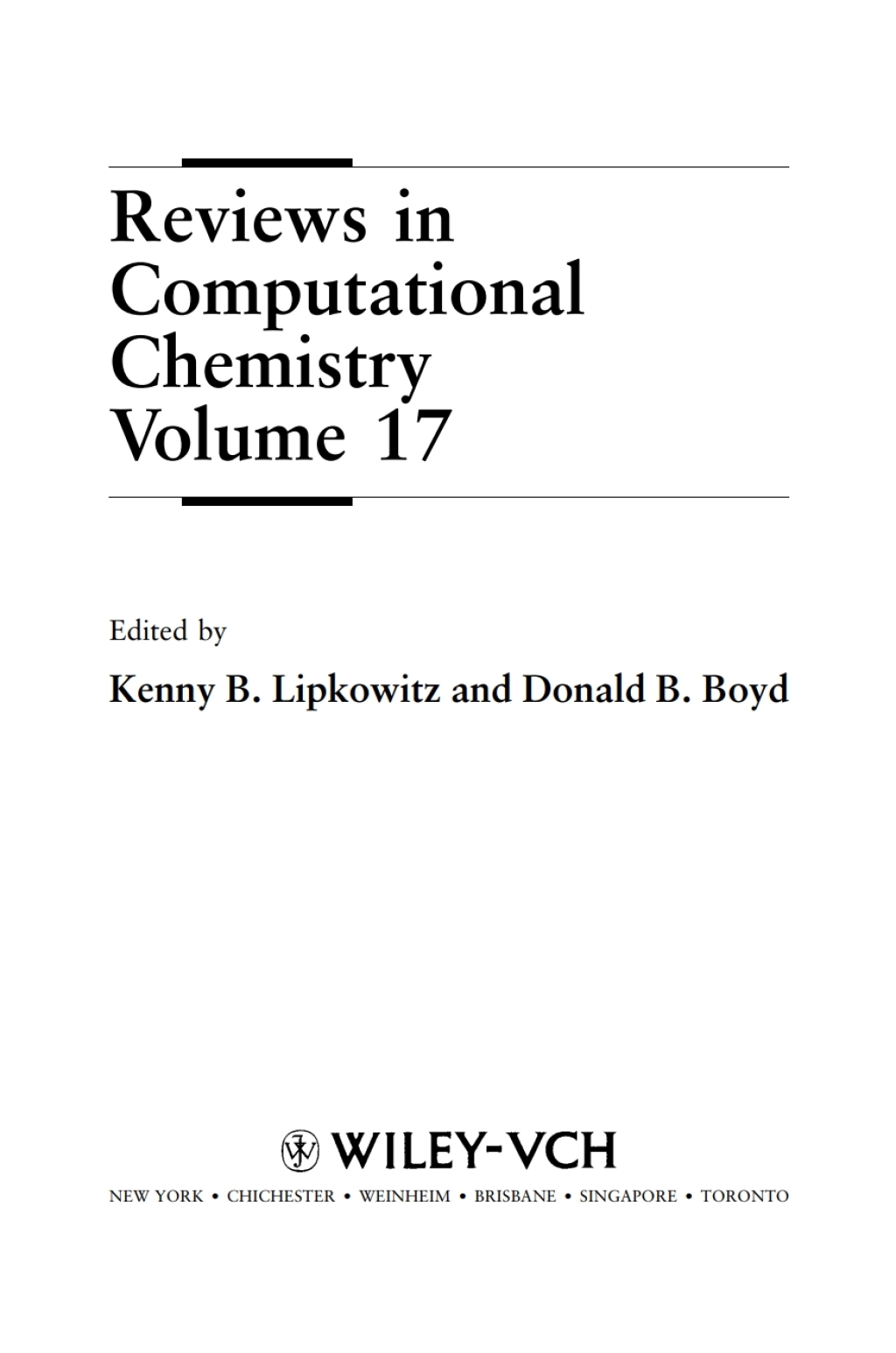 Reviews in Computational Chemistry 1st Edition