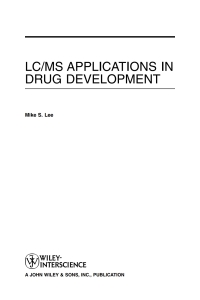 Cover image: LC/MS Applications in Drug Development 1st edition 9780471405207