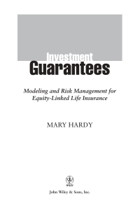 Cover image: Investment Guarantees: Modeling and Risk Management for Equity-Linked Life Insurance 1st edition 9780471392903