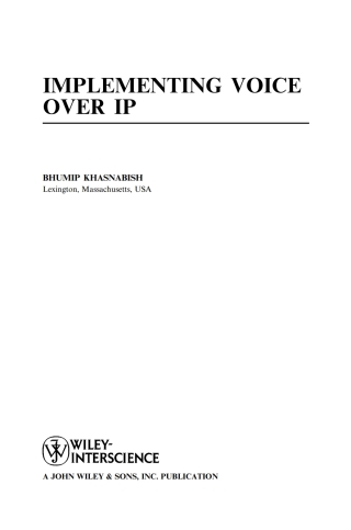 Imagen de portada: Implementing Voice over IP 1st edition 9780471216667