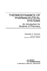 صورة الغلاف: Thermodynamics of Pharmaceutical Systems 1st edition 9780471202417