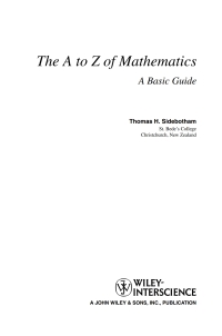 Imagen de portada: The A to Z of Mathematics 1st edition 9780471150459