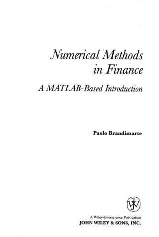 Cover image: Numerical Methods in Finance 1st edition 9780471396864