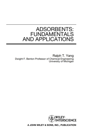 Cover image: Adsorbents 1st edition 9780471297413
