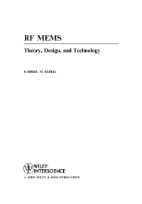 Cover image: RF MEMS 1st edition 9780471201694