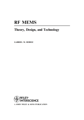 Cover image: RF MEMS 1st edition 9780471201694