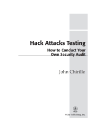 Cover image: Hack Attacks Testing 1st edition 9780471229469