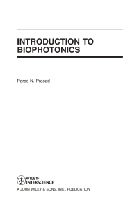 Cover image: Introduction to Biophotonics 1st edition 9780471287704