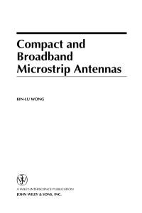 Cover image: Compact and Broadband Microstrip Antennas 1st edition 9780471417170
