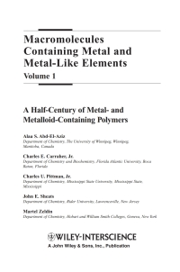 Cover image: Macromolecules Containing Metal and Metal-Like Elements, Volume 1: A Half-Century of Metal- and Metalloid-Containing Polymers 1st edition 9780471458326