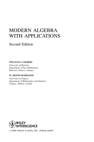 Imagen de portada: Modern Algebra with Applications 2nd edition 9780471414513