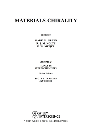 Imagen de portada: Materials-Chirality: A Special Volume in the Topics in Stereochemistry Series, Volume 24 1st edition 9780471054979