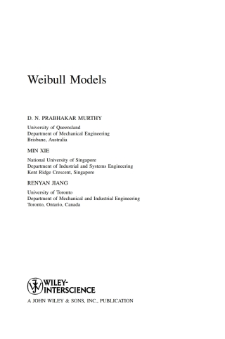 Cover image: Weibull Models 1st edition 9780471360926