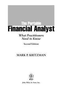 Cover image: The Portable Financial Analyst 2nd edition 9780471267607