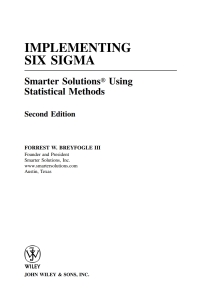 Cover image: Implementing Six Sigma 2nd edition 9780471265726