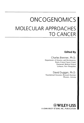 Immagine di copertina: Oncogenomics 1st edition 9780471225928