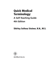 Imagen de portada: Quick Medical Terminology 4th edition 9780471233596