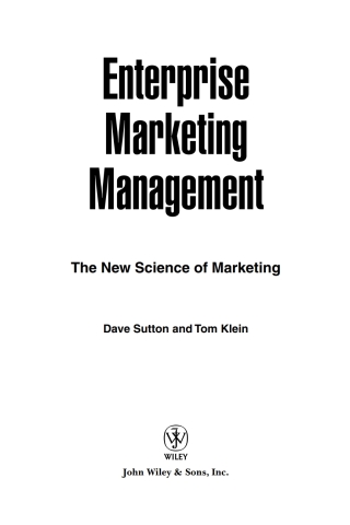 Cover image: Enterprise Marketing Management: The New Science of Marketing 1st edition 9780471267720