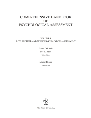 Cover image: Comprehensive Handbook of Psychological Assessment, Volume 1: Intellectual and Neuropsychological Assessment 1st edition 9780471416111